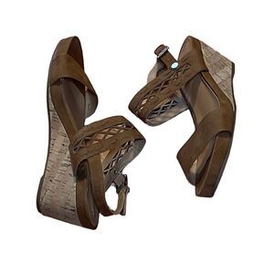Tommy Hilfiger Heels Sandals, Wedge, Brown, Tan, 9.5